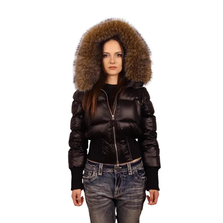 

Зимняя уличная стильная модная хлопковая куртка со съемным меховым воротником и утягивающей талией, женская однотонная одежда