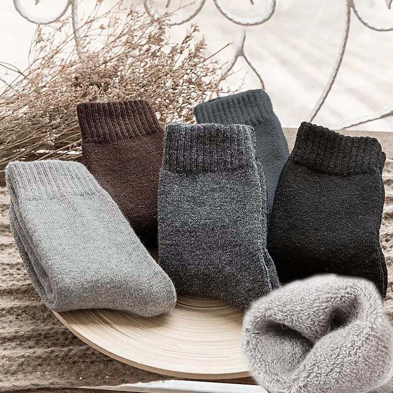 

Men Thicken Wool Socks High Quality Towel Keep Warm Winter Autume Socks Cotton Solid Stripe Socks for Man Thermal Socks