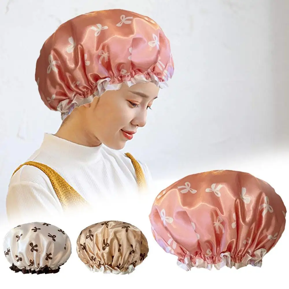 

Bowknot Shower Caps Hair Care Cute Hat Head Cover Baking Oil Hat Waterproof Bathroom Supplies Dustproof Supplies Bow Hair Cap