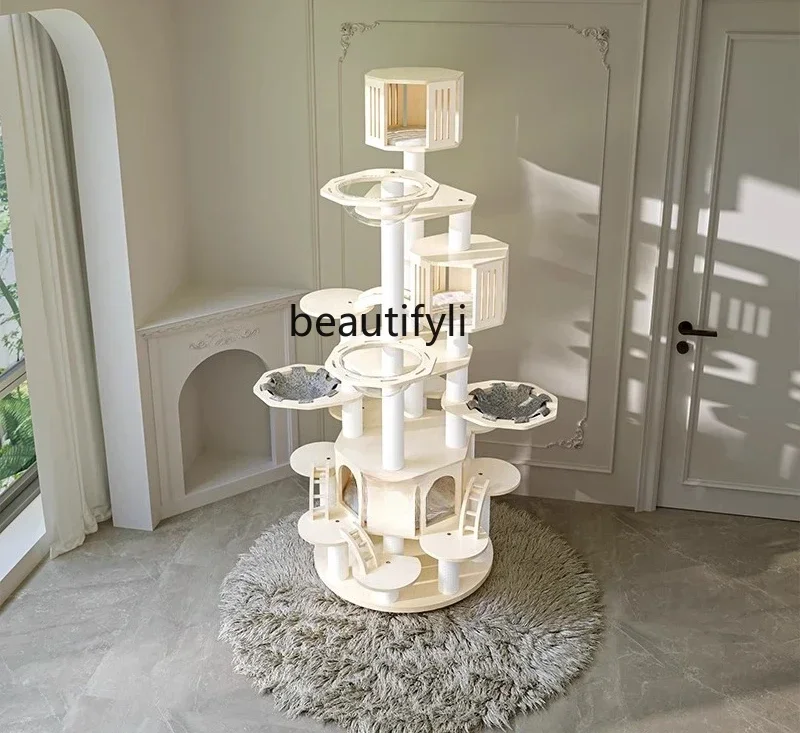 

ss K178 ss25 Pet climbing frame cat nest, tree integration large all solid wood multi-layer cat villa cat tower paint waterproof