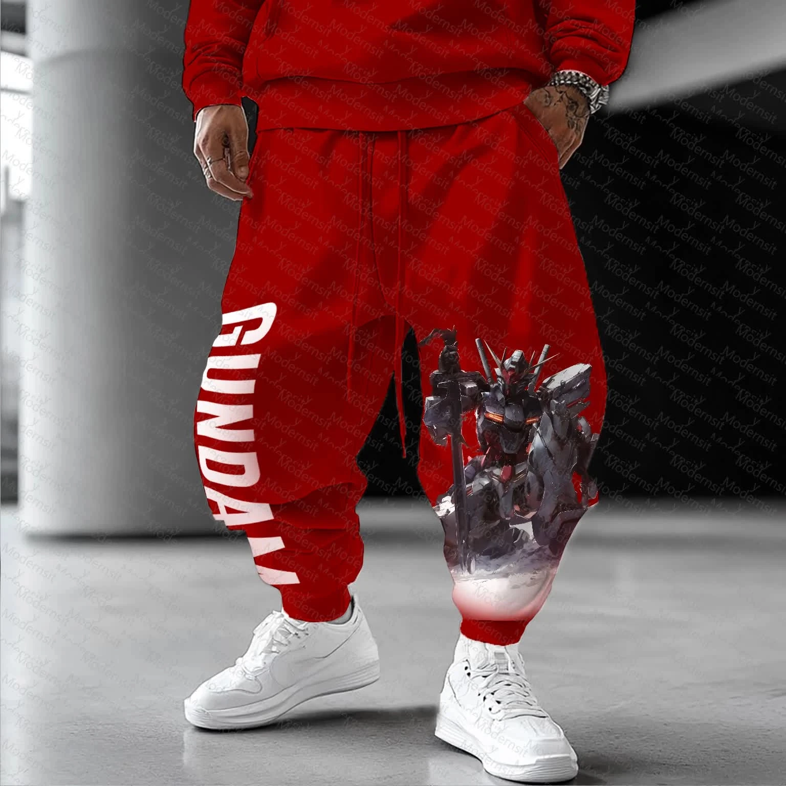 الرجال النساء GUNDAM أنيمي الأحمر هوديي الأبيض روبوت الجرافيك الشارع الشهير عادية فضفاضة تناسب الخريف الشتاء الجري اللياقة البدنية البلوز