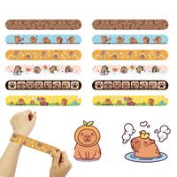 12Pcs Capybara  Series Slap Bracelet Pvc Snap Circle Cartoon Pat Circle Bracelet Children Fun Gifts Birthday Gifts