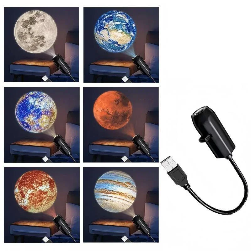 Usb Ceiling Moon Earth Projection Atmosphere Light Starry Sky Lamp Led Night Light Romantic Bedroom Decoration Galaxy Projector