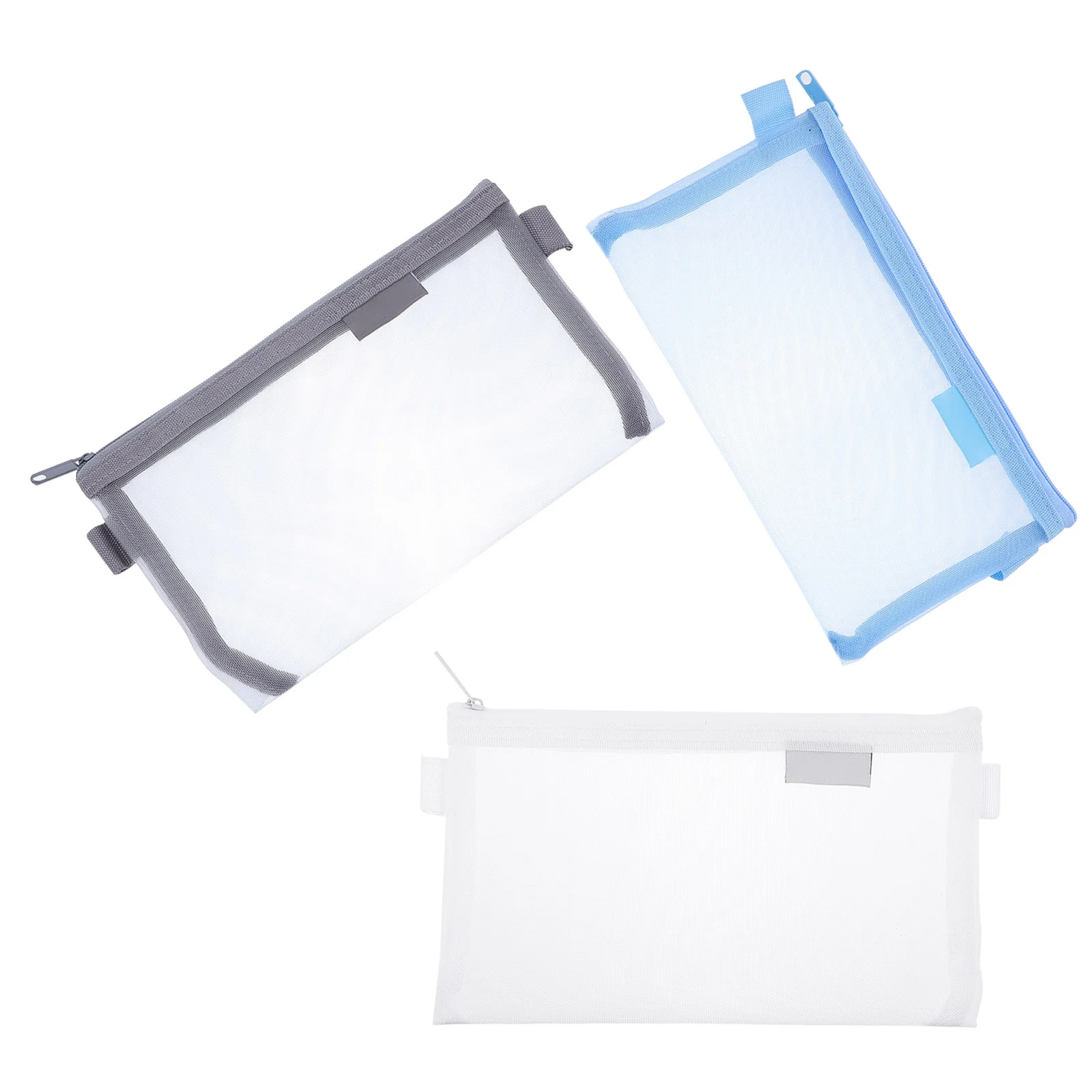 

3Pcs Mesh Pen Bags Zippered Stationery Organizers Large Capacity Pencil Cases for Students Teachers Office Storage Portable