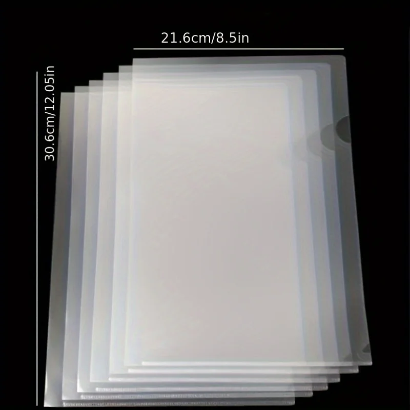 50-Pack PVC Waterproof L-Shaped Plastic Folders, A4 Document Holders and Rectangular Envelopes for Office Storage