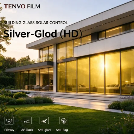 Silver Gold HD Window Tint Roll PET Material One Way Privacy Heat Rejection Anti Glare Solar Control For Household Automotive Wi