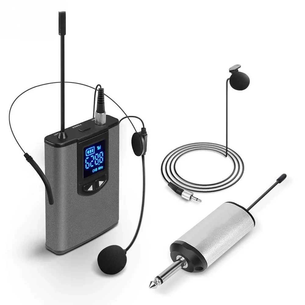 Wireless Universal Microphone Metal UHF Collar Clip Microphone A1 Tow One-head Wear