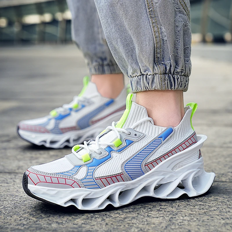 Trendy Blade Warrior Sneakers Men Fashion Design Leisure Sports Shoes Outdoor Shock Absorption Walking Shoes Thick Sole Footwear