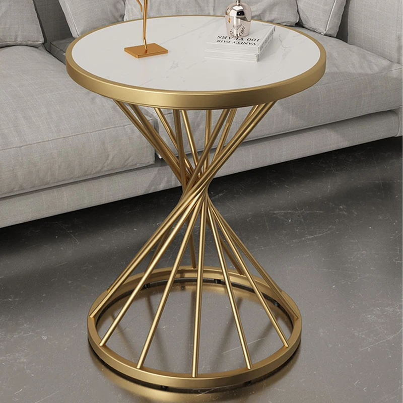 

Nordic Wrought Iron Coffee Tables Simple Creative Living Room Furniture Modern Bedroom Sofa Side Table Luxury Golden Round Table