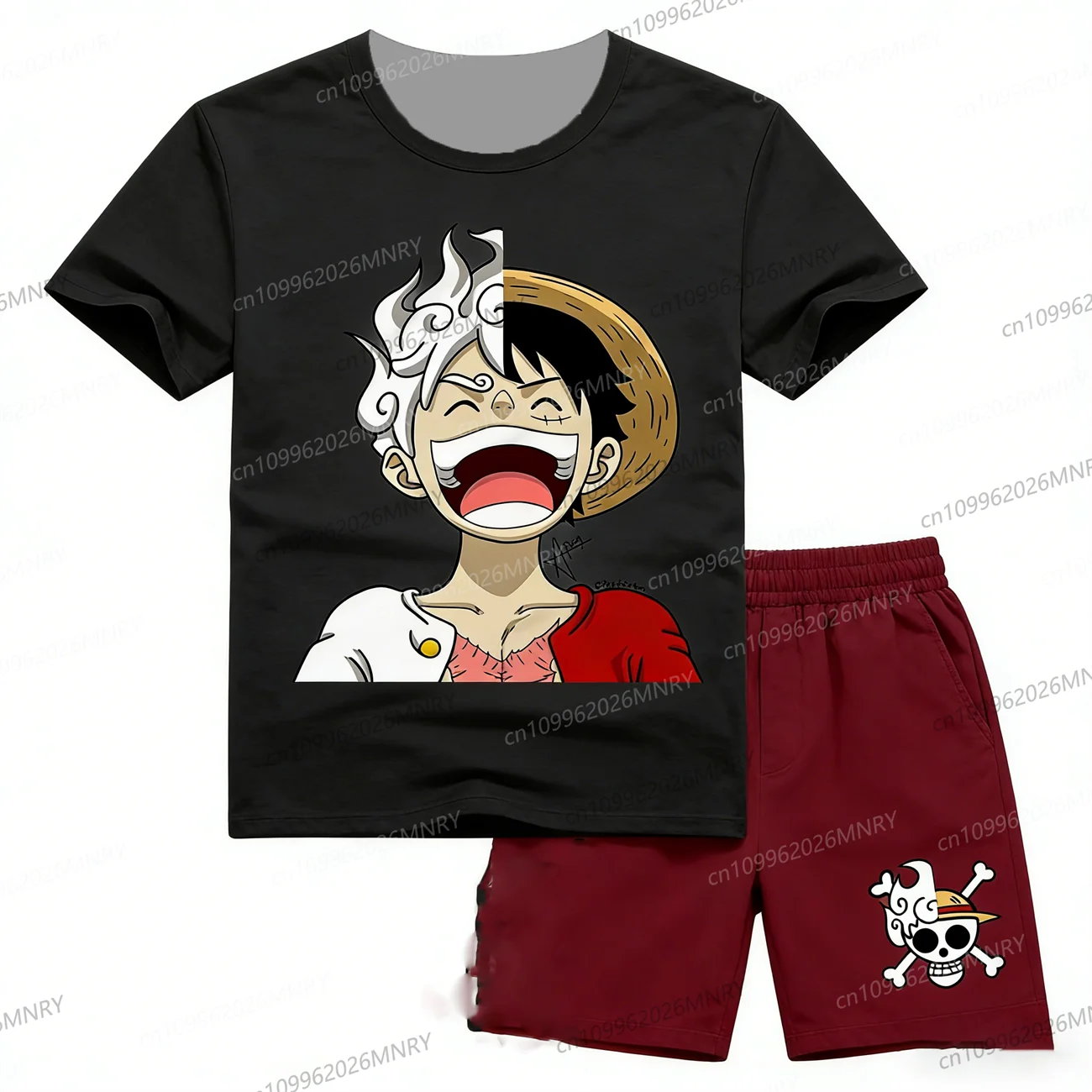 

Anime One Piece 2 piece set Cosplay Luffy Tracksuit men Short-sleeved men's Set Loose Men's tracksuit two piece set clothing