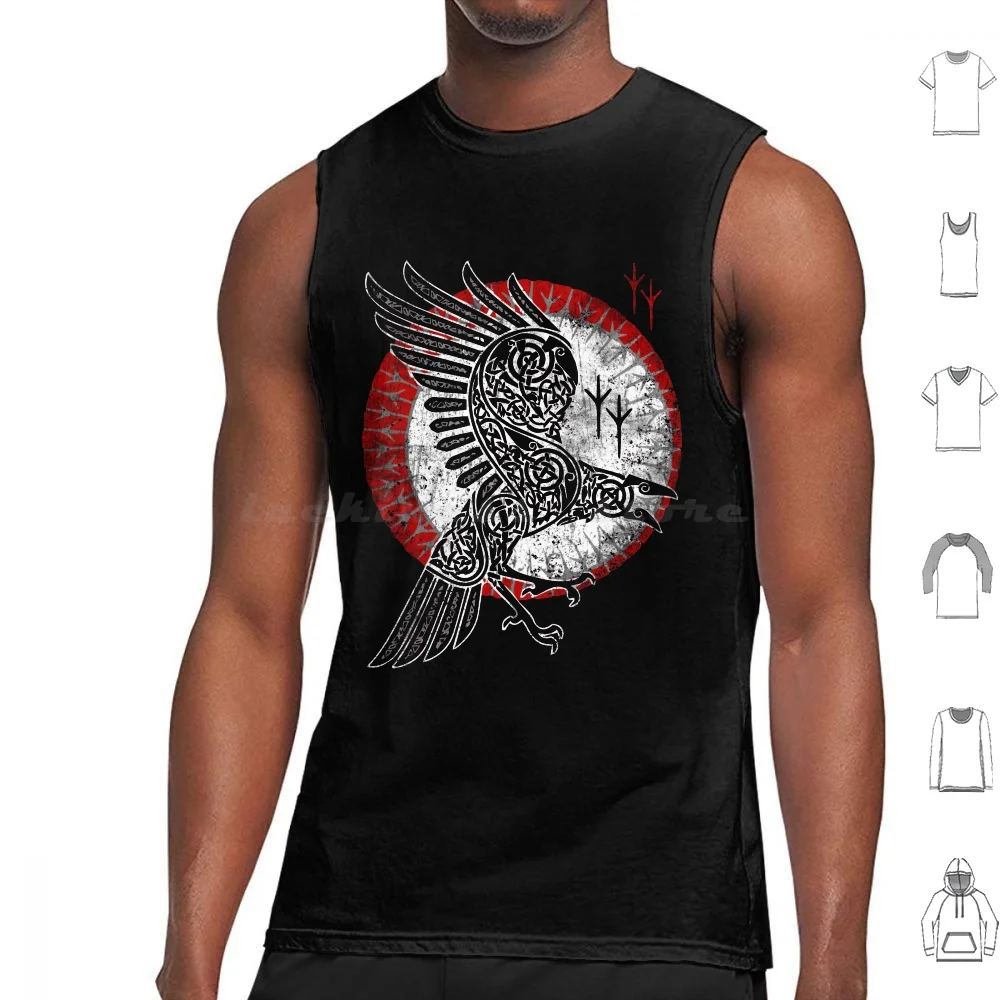 Norse Raven Tank Tops Vest Sleeveless Vikings Viking Valhalla Walhalla Anyway Odhins Raven Viking Raven Hugin And Munin Runes