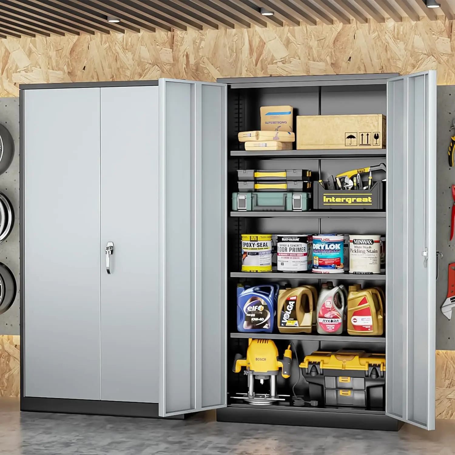 Garage Storage Cabinet with Lockable Door, 72