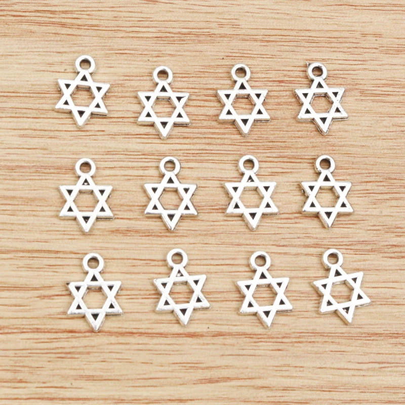 50 sztuk 12x9mm Antique Silver Plated pięcioramienna gwiazda ręcznie robiony wisiorek: DIY dla bransoletka naszyjnik — zdjęcie 2