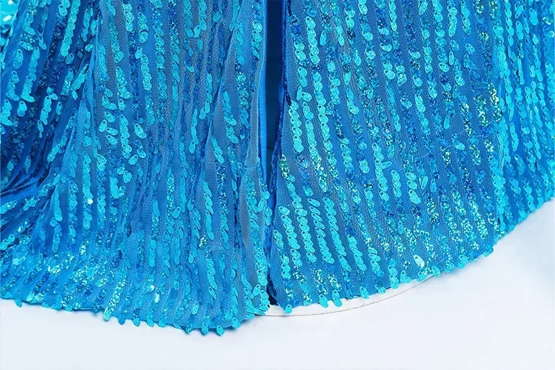 Kinder Elsa Prinzessin Kostüm-Set mit Zubehör, Pailletten-Cosplay-Outfit, Kleidung für kleine Mädchen für Halloween- und Geburtstagsfeiern – Detail 6