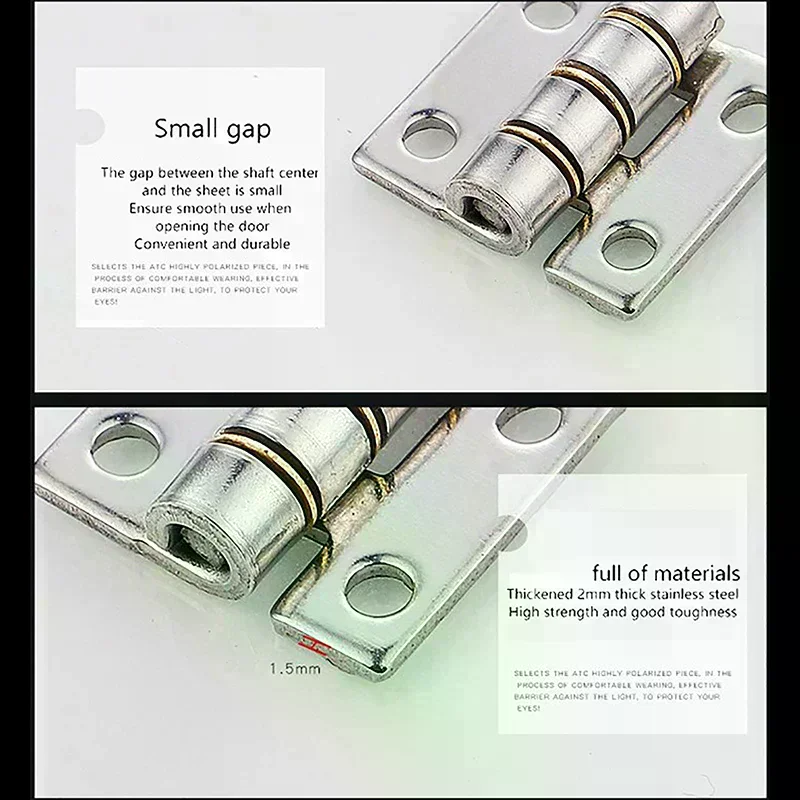 Silent Door Operation! Thickened 304 SS Flat Hinge, Durable Mute Hardware For Aluminum & Bathroom Doors