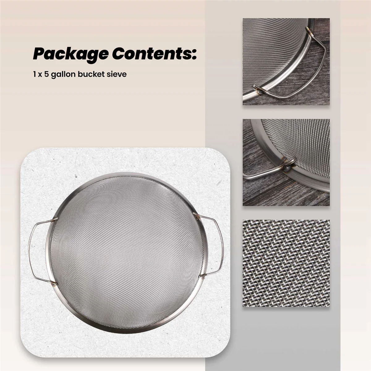 Paint Strainer Mesh Stainless Steel Paint Emulsion Honey Funnel Filter Cover Filter Tool Product 60-Mesh 11.4Inch Width GSY