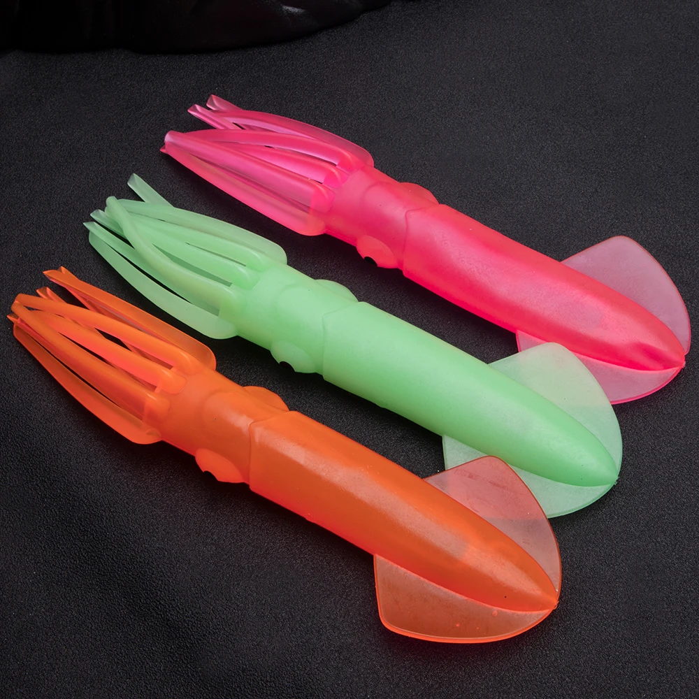 1 قطعة 220 مللي متر الحبار لينة إغراء الأخطبوط الصيد الطعم الاصطناعي الصيد الطعم ذيل طويل قارب البحر العميق التصيد إغراء