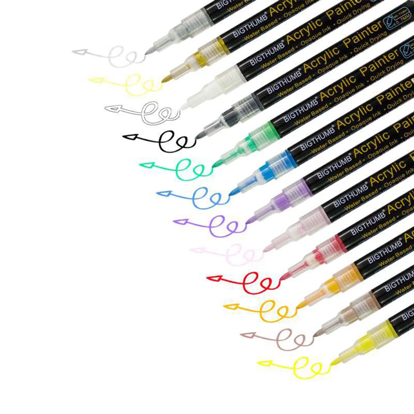 

Permanent Set of 12 Acrylic Paint Marker Pens 0.7mm Waterproof Plastic Opaque Ink Art Set for Rock Painting Stone Mug Easter Egg