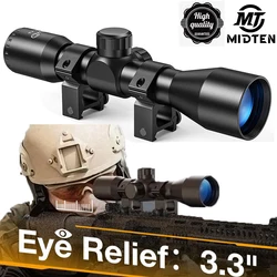 MidTen Rifle Scope 4x32 Compact Crosshair Optics Hunting Gun Riflescope with 20mm Free Mounts Telescope Rail