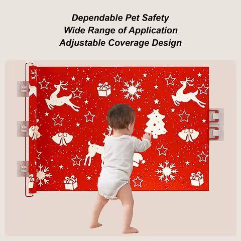 Pet Gate Retractable Child Proof Safety Christmas Decor Wide Doggy Barrier Stair Gate For Inside Outdoor Deck Balcony Porch