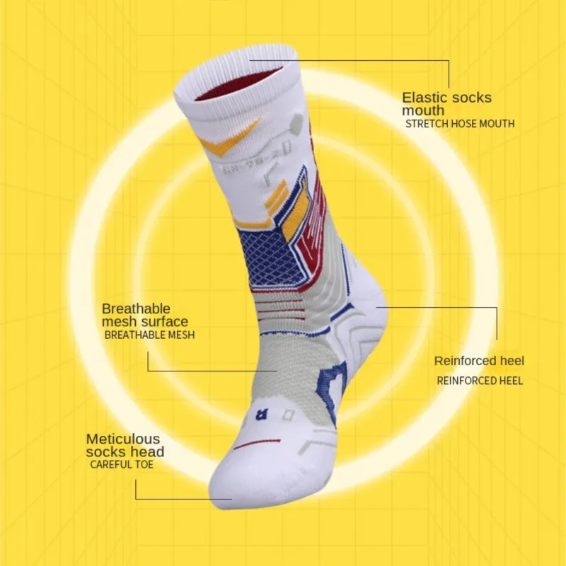 

Sock Leisure Athletic Sports Crew Dress Mid-calf Basketball Men Towel Soles Adult Professional Practical Fitness Elite Run B2W36