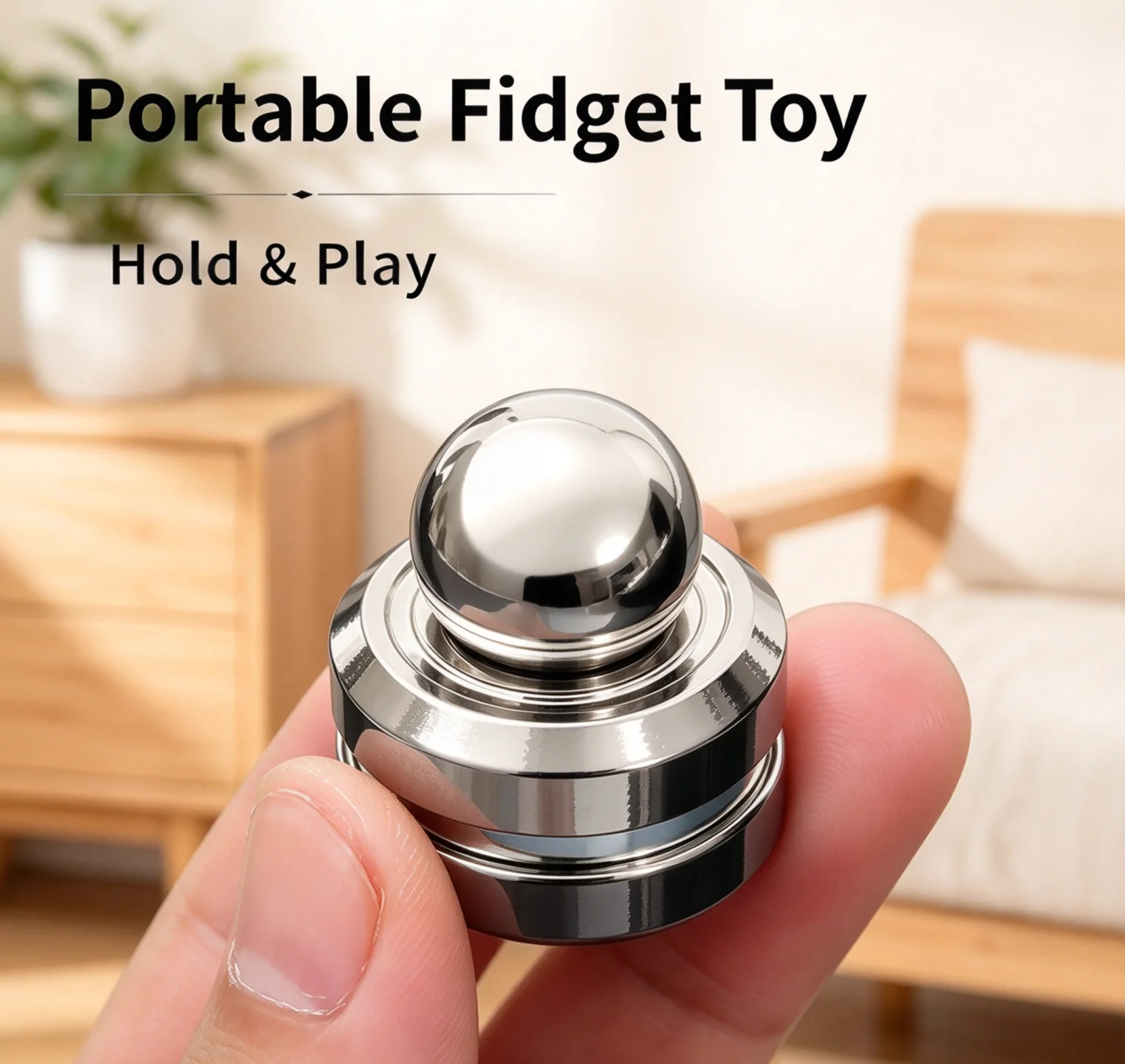 Satellite Fidget Spinner, Metal Anti-Anxiety Fidget Toy, Smooth Rotation Hand Spinner for Adults Stress Relief, Portable Desktop