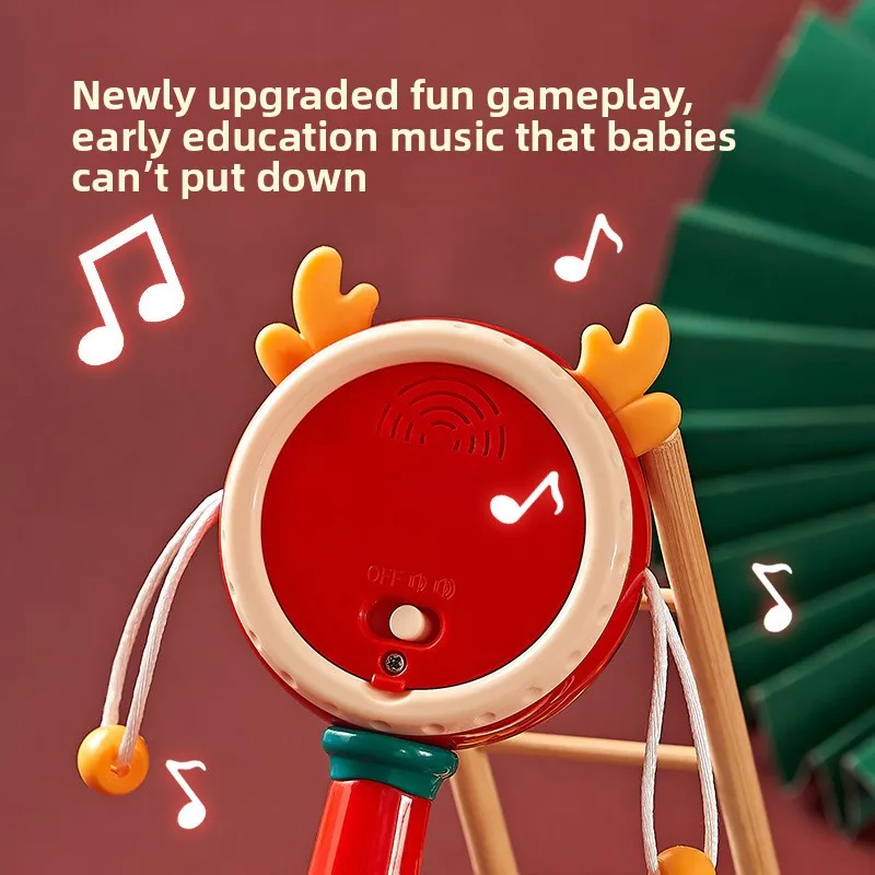 

Музыкальная погремушка в стиле гочао, можно использовать как прорезыватель, из экологически чистых материалов, в китайском стиле, успокаивающая игрушка для малышей, детский ручной барабан.