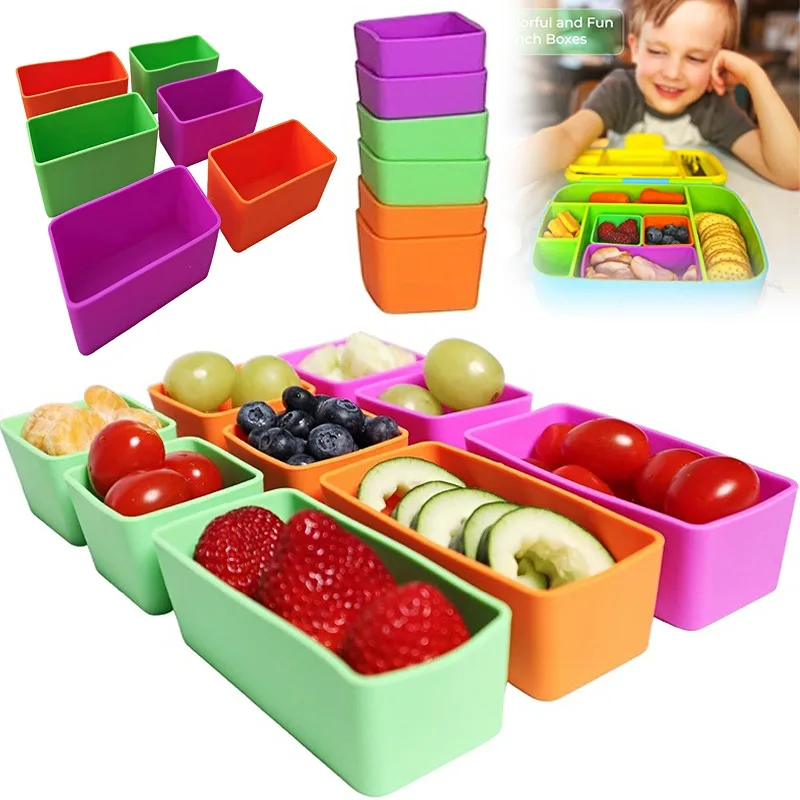 Bento Divider Cup Reusable Silicone Lunch Box Dividers Food Container Bento Bundle Lunch Box Dividers for Kids Lunch Accessories