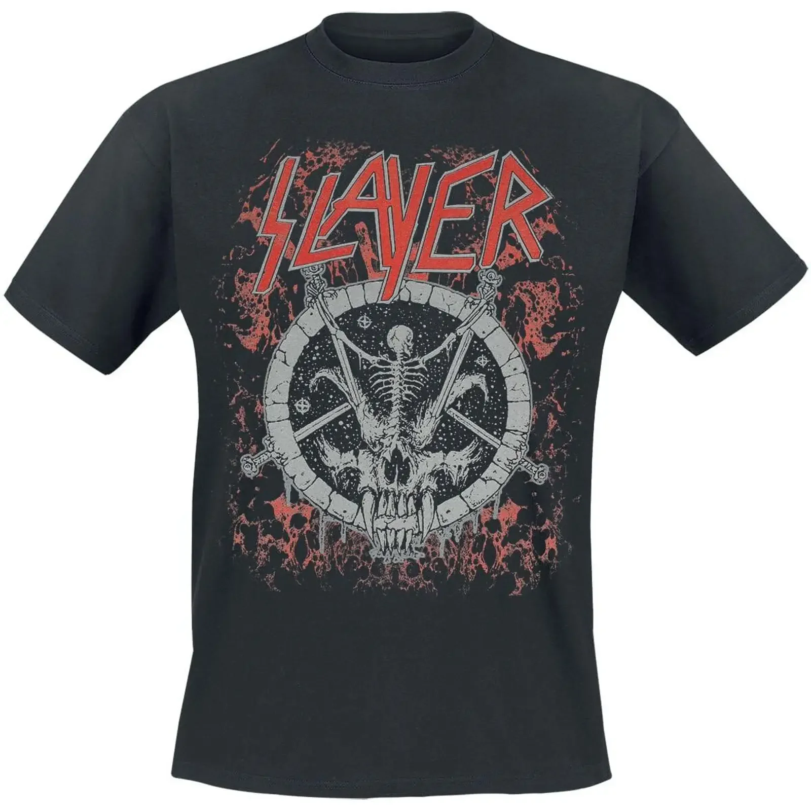 Gesponserte Anzeige Slayer Divine Skeleton Männer T Shirt schwarz Band Merch Bands Nachhaltigkeit vintage Washed
