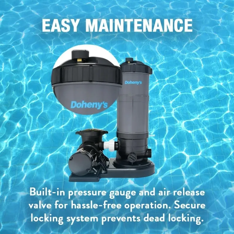 Doheny's Pool Pro Cartridge Filter System for Above-Ground Pools | 25 Sq. Ft. System with 3/4 HP Pump