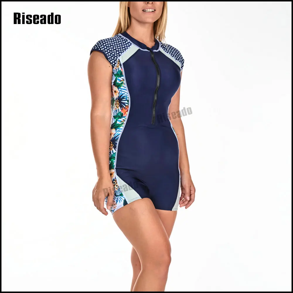 Swimsuit 2025 Female Swimwear Womens Boyleg One Piece Rashguard Padded Swimsuit UPF 50 Front Zip tummy control Wetsuit Big Size