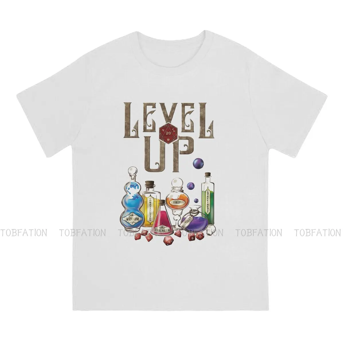 DnD Level Up T Shirt Graphic Men's Tees Summer Big size Cotton Clothing Harajuku Crewneck TShirt