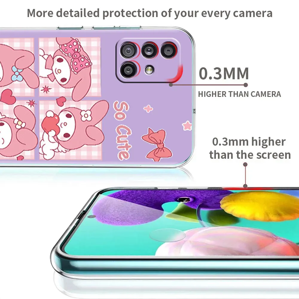 Clear Case Voor Samsung Galaxy A52 A12 A51 A32 A21s A71 A32 A22 50 A70 A31 A72 5G Telefoon cover Kuromi My Melody