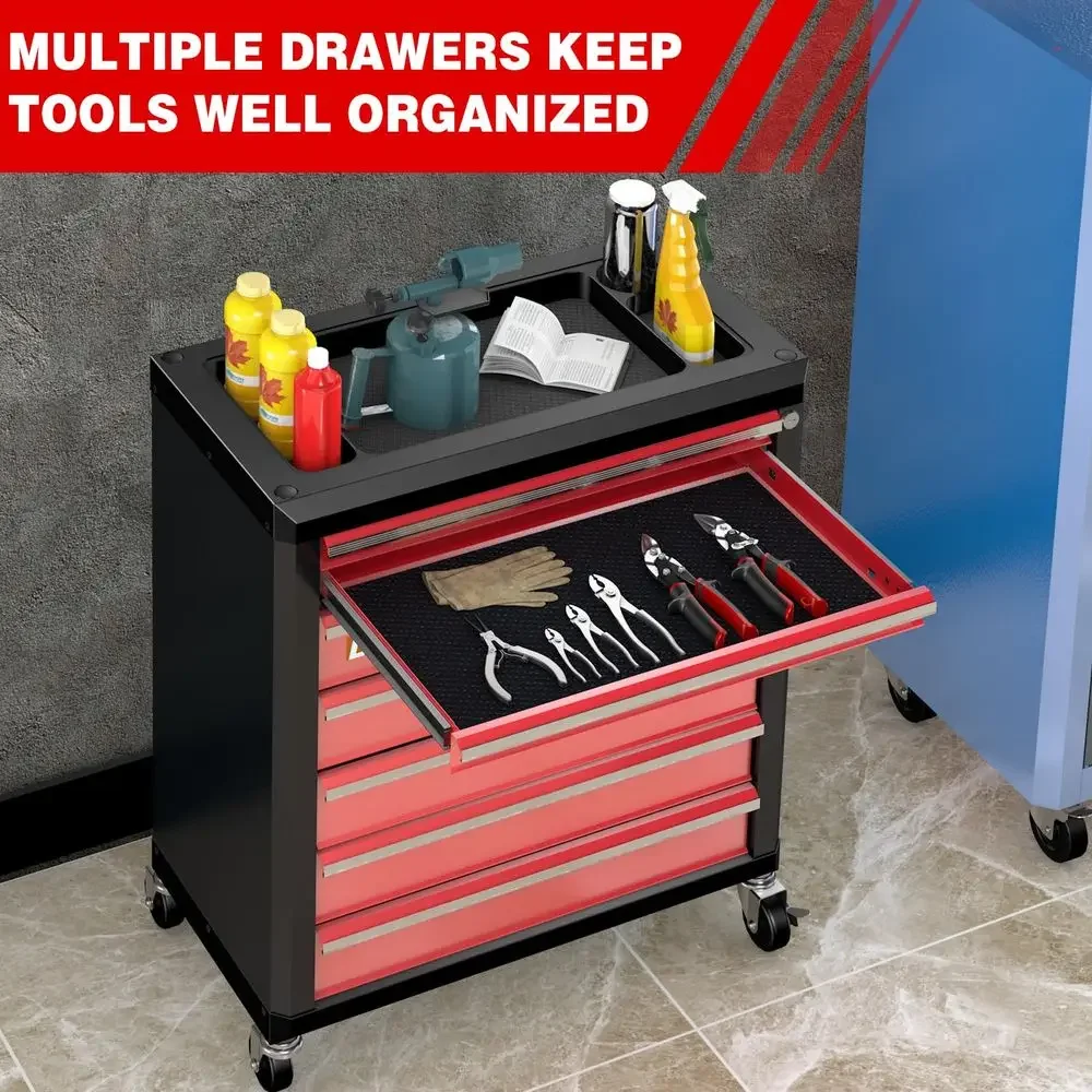 

7 drawer style rolling toolboxes with wheels, heavy-duty toolboxes with anti fall plastic top and bottom covers, and lockable st