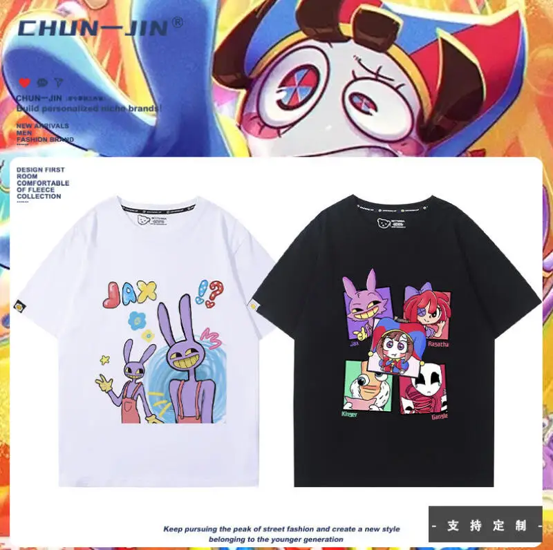 

Cotton T-Shirt for Tadc Jax Bunny Pomni Cute Anime Character Printing Summer Comfortable Children Sleeve Top Children's Clothing