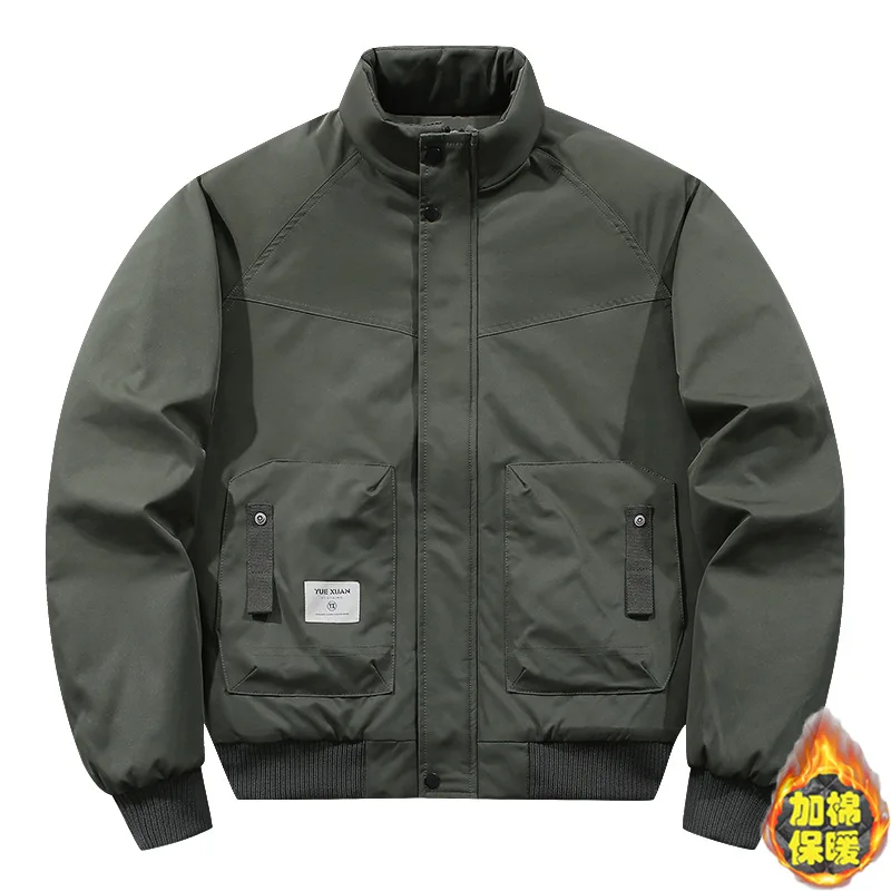 Thickened Cotton-Padded Jacket for Young Men Trendy Autumn Winter Warm Casual Outerwear for Men