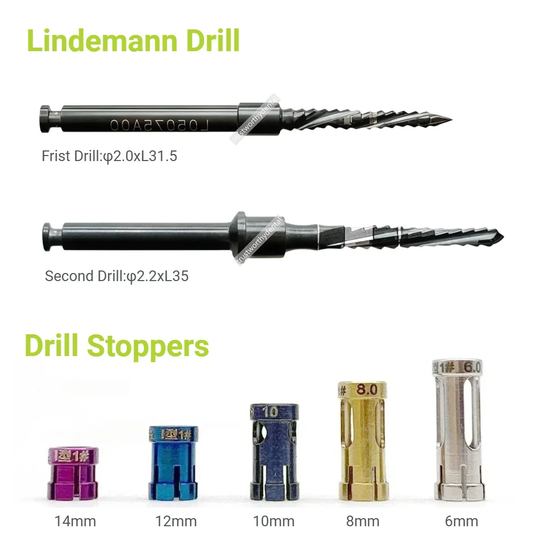 Dental Lindemann Drill Side Implant Guide Drill Stopper First/Second Guide Drill Side Cut Fit Dentium Drill Stopper Kit XDS