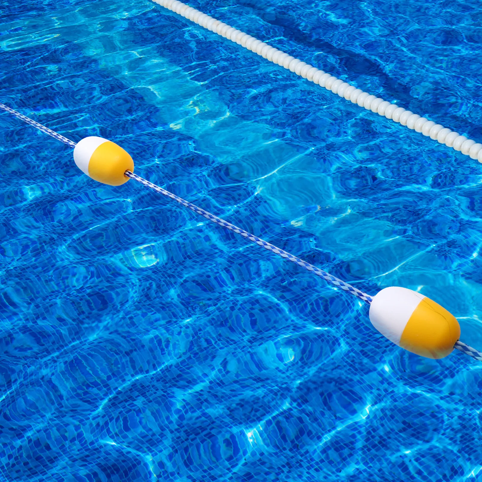 حبل مقسم حوض السباحة أصفر أبيض متين عائم خط العوامة هوك تركيب علامة السلامة لمنافسة التدريب