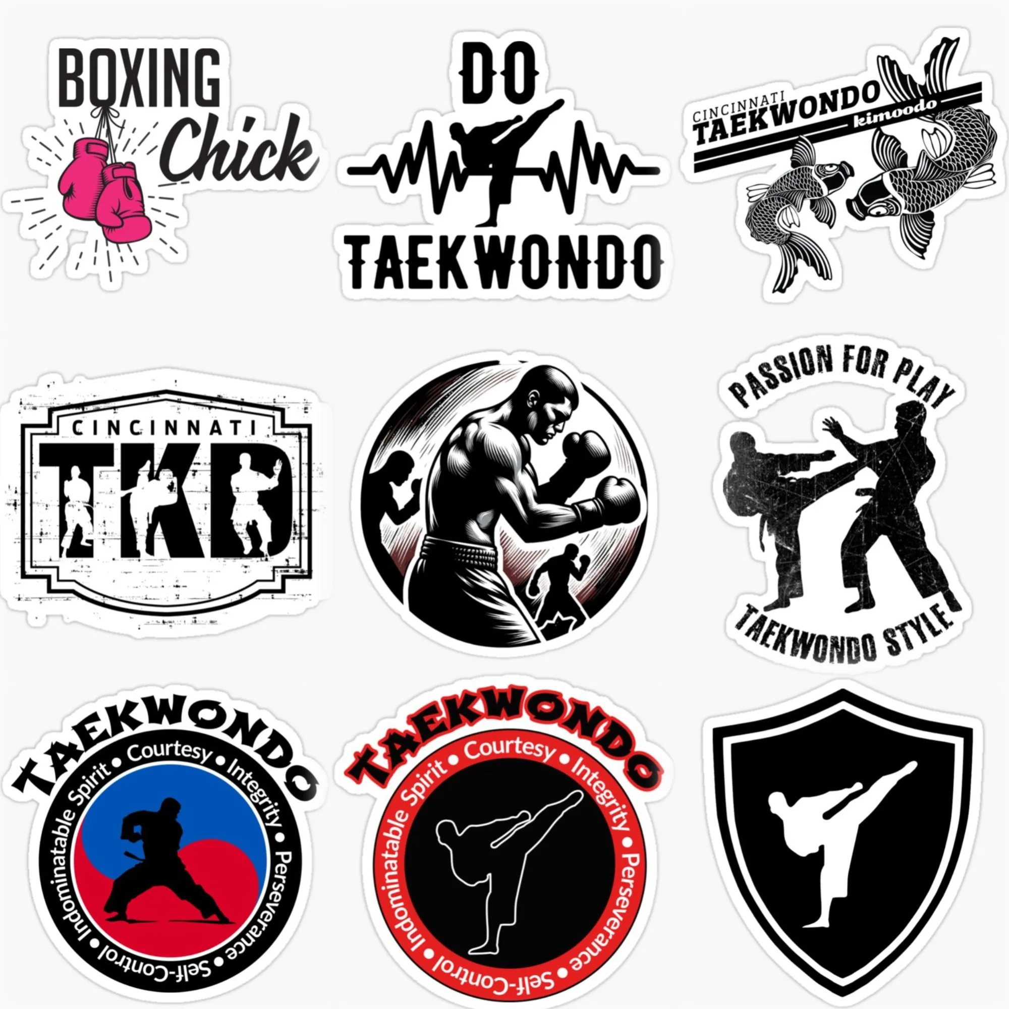 

Taekwondo Combat Creative PVC Car Stickers Accessories Van Off-road Bicycle Helmet Bumper Wall Decal Customizable Size