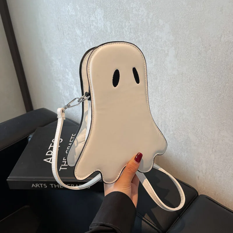 

Halloween Ghost Women's Crossbody Bags Texured PU Leather One Shoulder Bag Casual Chic Design Phone Lipstick Coin Bags
