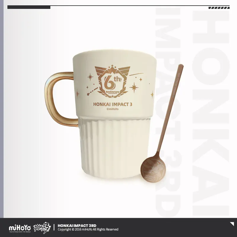 

[Genuine]3D Game Honkai Impact 3 6th Anniversary Cosplay Memorial Mug Anime Ceramic Coffee Cup Metal Spoon Xmas New Year Gift