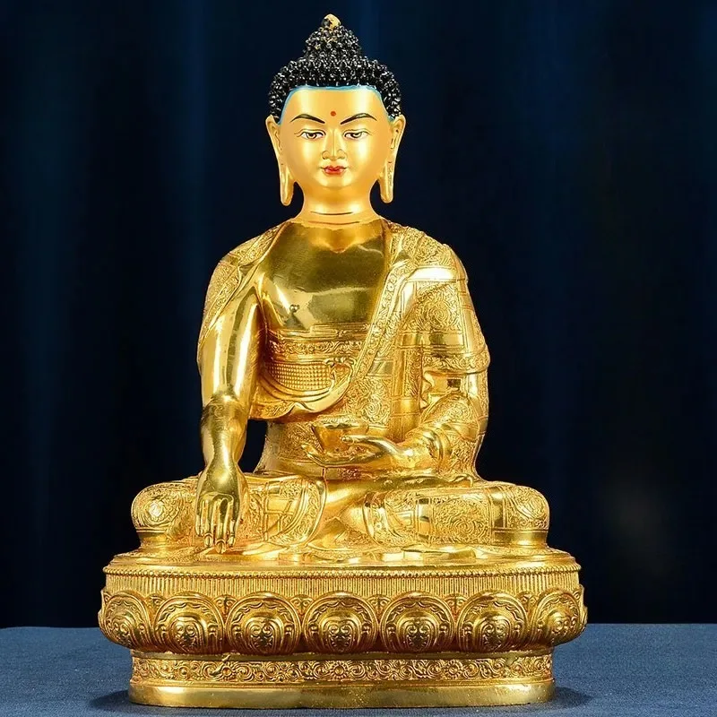 Fengshui Pure Copper Buddha Statue Statue of Shakyamuni Buddha Enshrined At Home Bronze Ornament