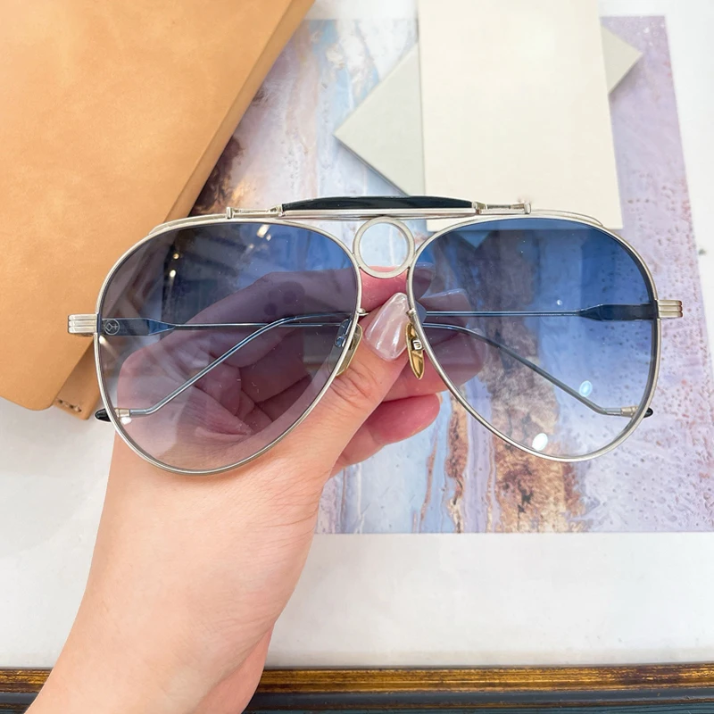 

Luxury Oval Luxury Sunglasses for Men Women Alloy Handmade in QualityUV400 Prescription with Case Japan Brand Design UV400 High