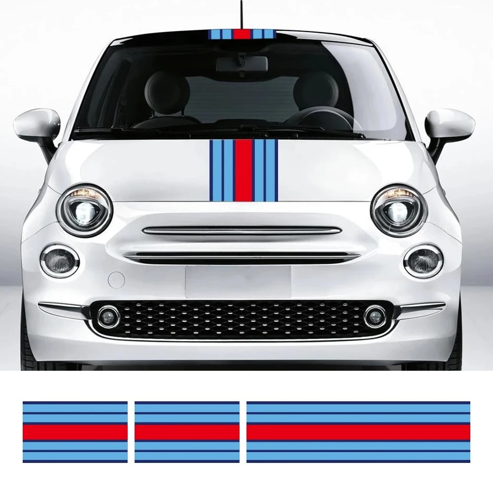 

2PCS Car Door Side Bonnet Stripes Stickers Waterproof Vinyl Decals Car Body Styling Decorative Stickers Accessories For Fiat 500