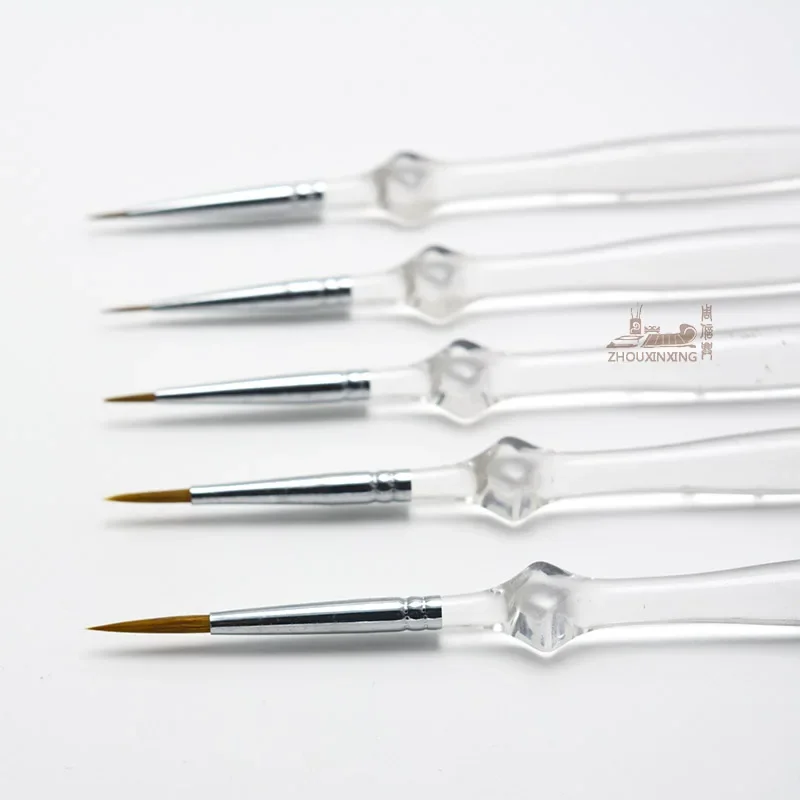 6pcs/Set Weasel Hair Polygonal Diamond Rhombus Organic Pole Acrylic Rod Hook Line Pen for Precision Painting And Drawing