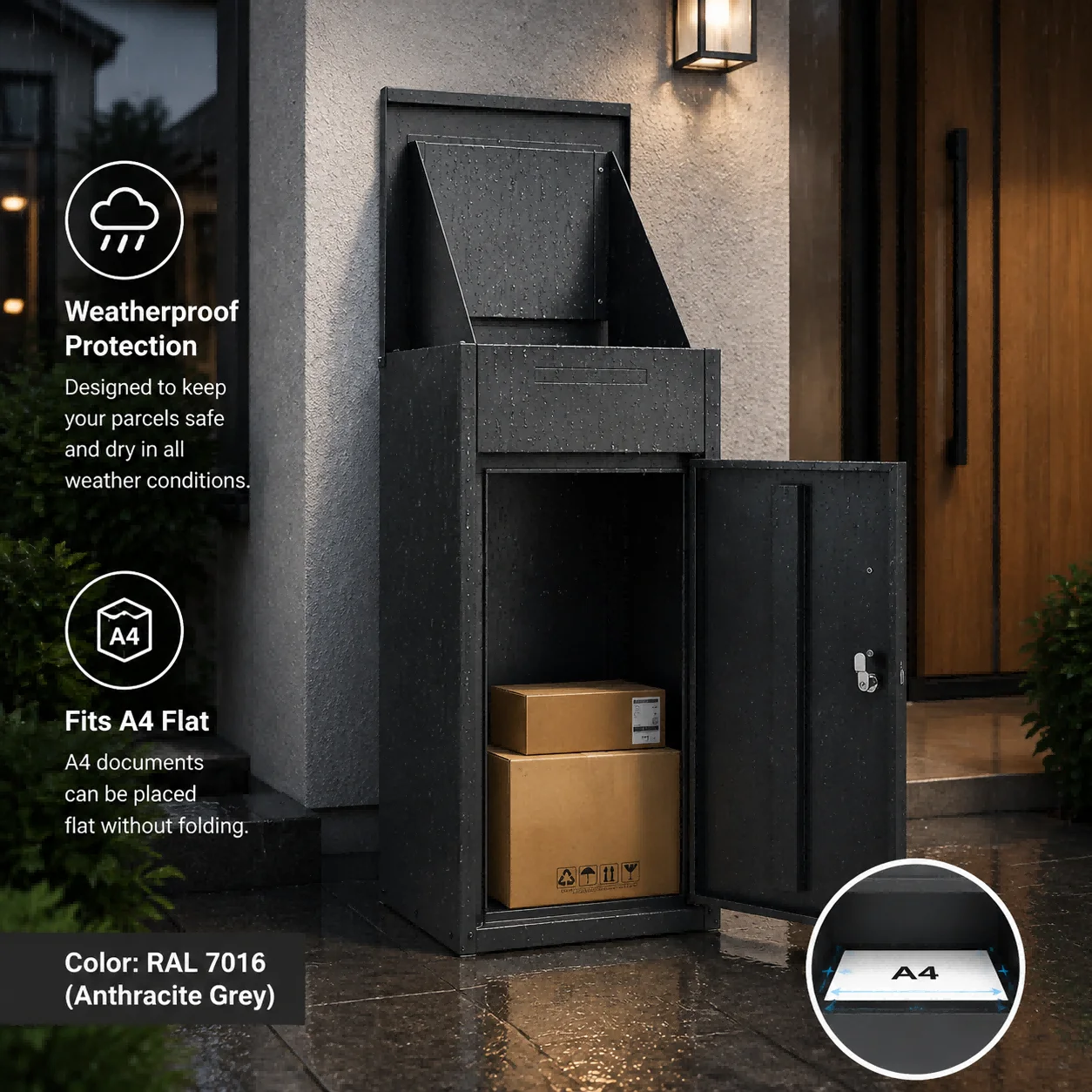 Anti-Theft Lockable Box For Delivery Package Drop Box Wall-Mounted Secure Parcel Storage Cabinet For Home And Office