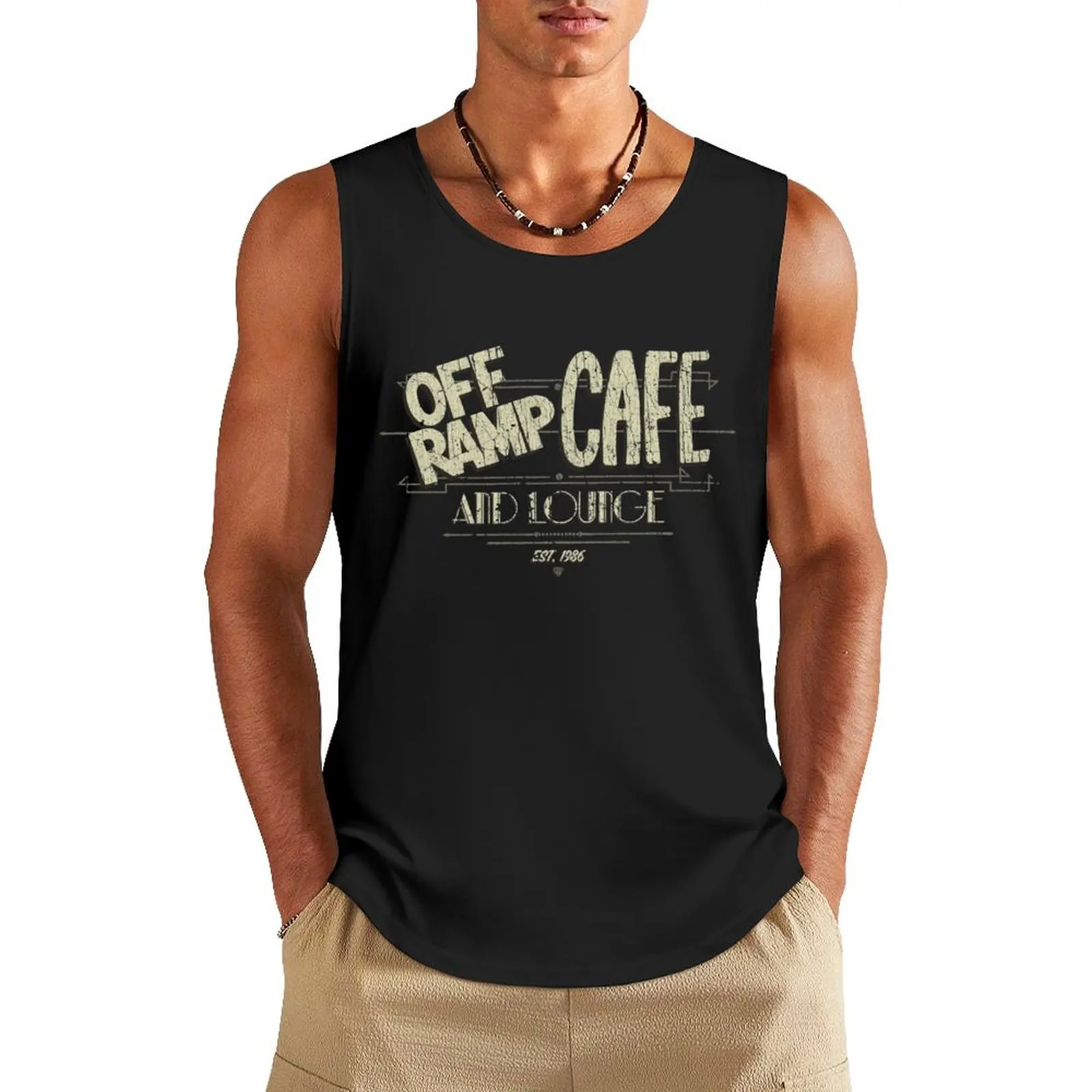 Off Ramp Cafe Seattle Tank Top men gym clothing T-shirt for fitness muscular man