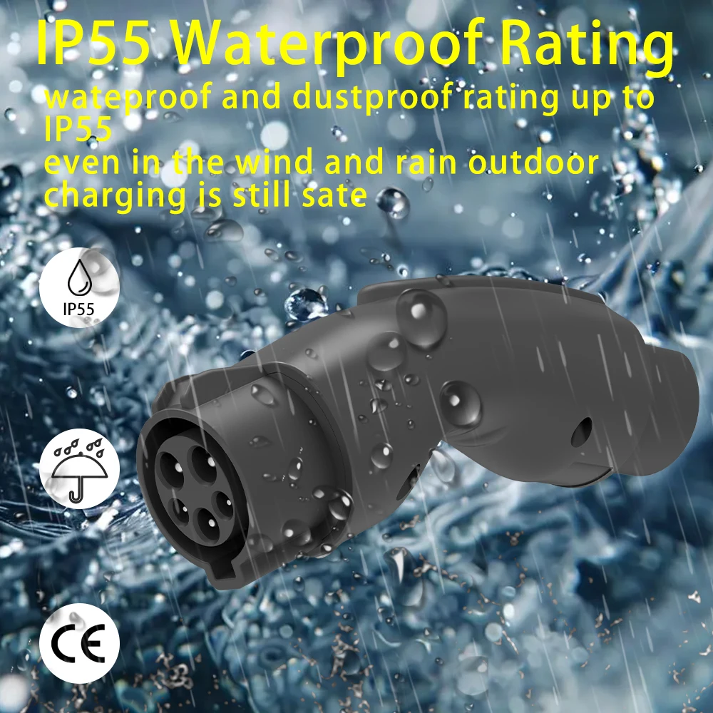 Unirise 32A GB/T a tipo 1 EV adaptador de carga 7,2 kW SAE J1772 convertidor de CA para coche eléctrico GB/T 20234 conector de carga