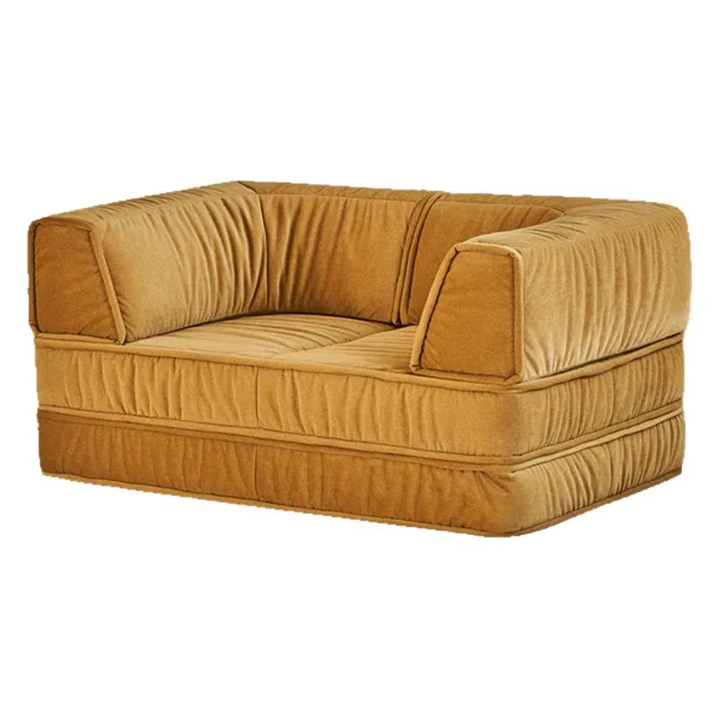 High-density sponge cross-border foreign trade vacuum compression sofa corduroy retro straight row sofa bed fabric