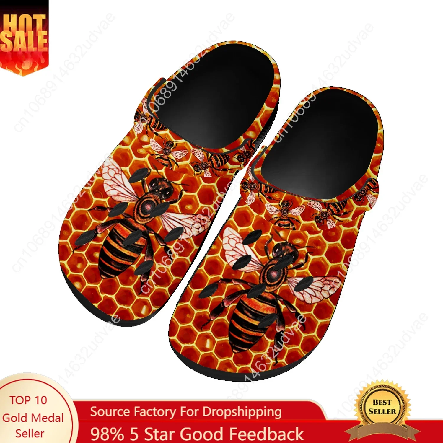 

Bee Honeybee Water Shoes Mens Womens High Quality Fashion Home Garden Clogs Customizd Sandals Beach Breathable Hole Slippers
